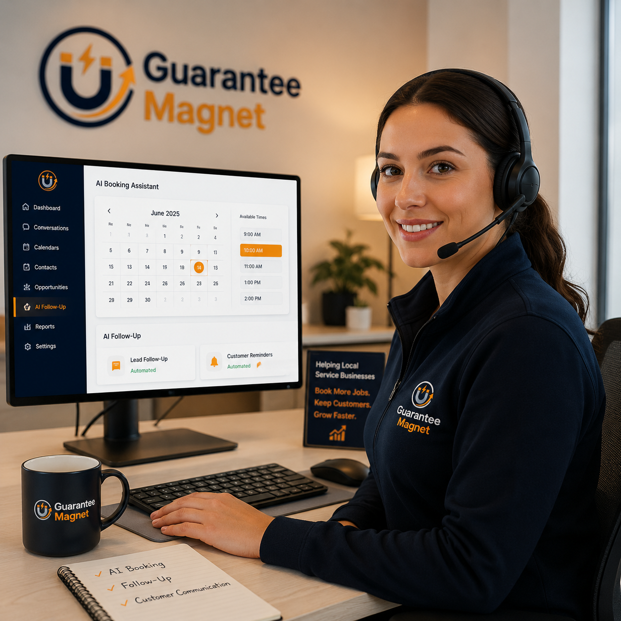 AI booking assistant scheduling an HVAC appointment
