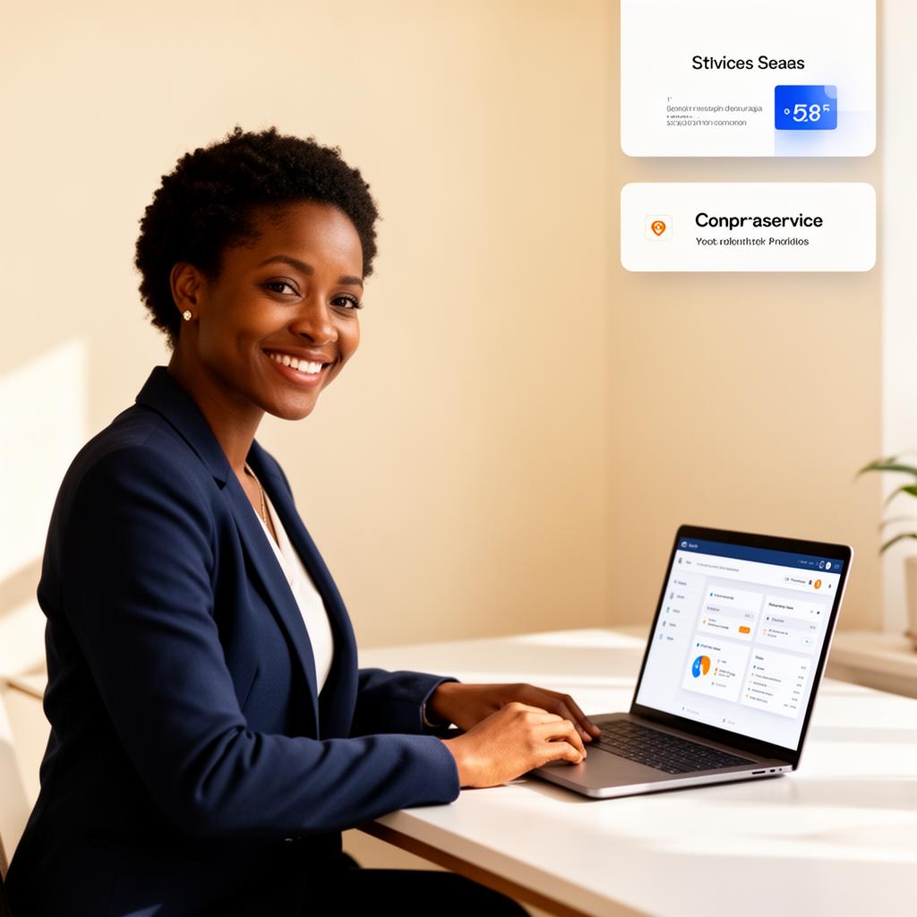 A service business owner reviewing leads in her CRM dashboard